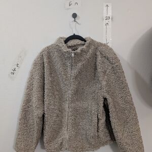 Fleece Zip-Up Jacket - Tan